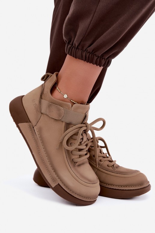 gefütterte Stiefeletten aus natürlichem Leder Lee Cooper LCJ-26-19-4603 in Chaki-Farbe