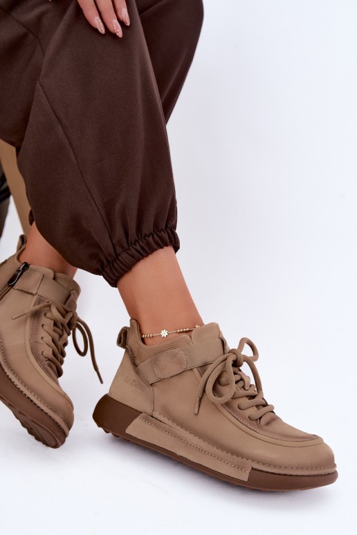 gefütterte Stiefeletten aus natürlichem Leder Lee Cooper LCJ-26-19-4603 in Chaki-Farbe