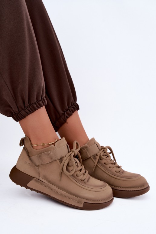 bottes chelsea isolées en cuir naturel Lee Cooper LCJ-26-19-4603 couleur chaki