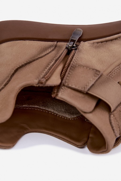 geïsoleerde enkellaarsjes van natuurlijk leer Lee Cooper LCJ-26-19-4603 in chaki kleur