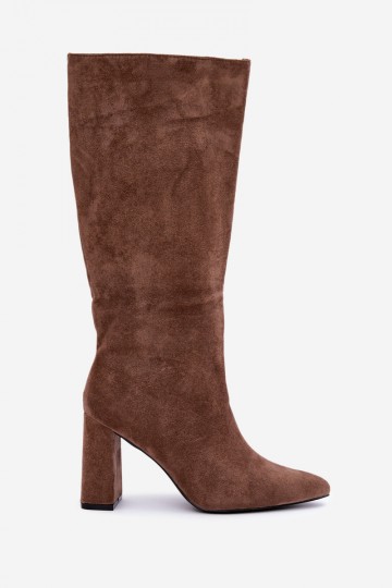 bottes hautes isolées avec talons en couleur sable Evelle 2