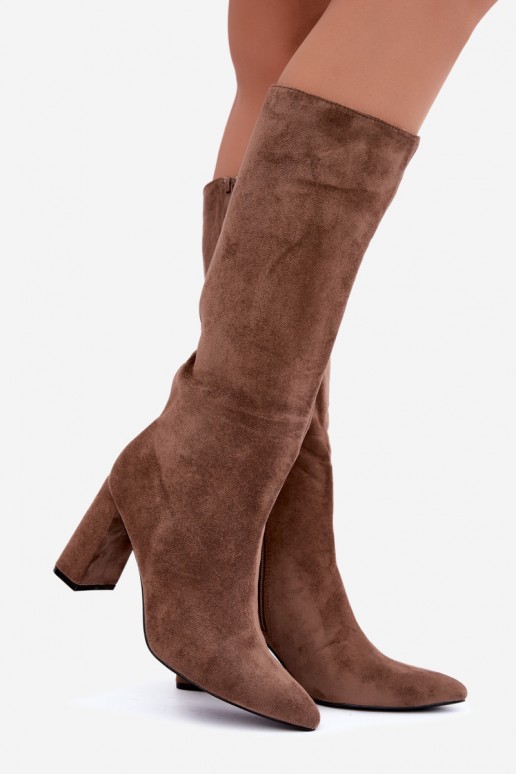 bottes hautes isolées avec talons en couleur sable Evelle