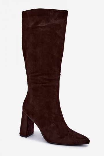 bottes hautes isolées avec talons en couleur chocolat Evelle