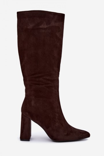 bottes hautes isolées avec talons en couleur chocolat Evelle 2