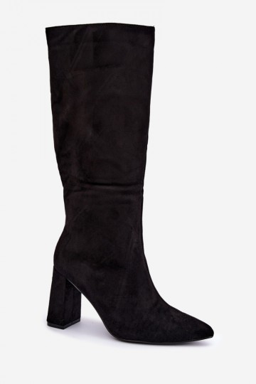 bottes hautes isolées avec talons en couleur noire Evelle