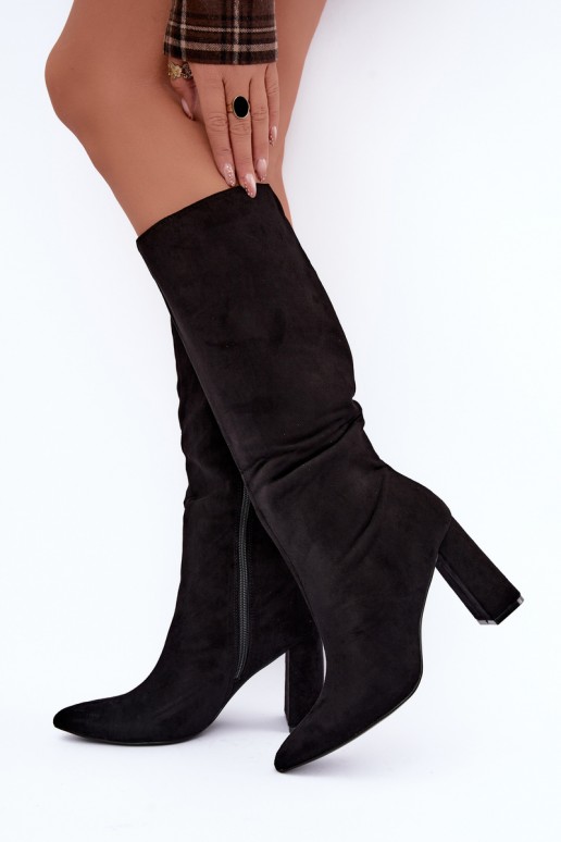 bottes hautes isolées avec talons en couleur noire Evelle