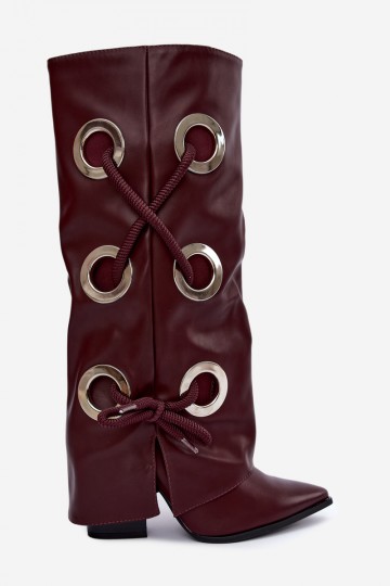 hohe Stiefel mit geschnürtem Schaft und dekorativen Schnürsenkeln in bordeauxfarbener Ausführung Pamina 2