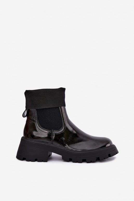 bottines élégantes avec effet verni en couleur noire Sevella