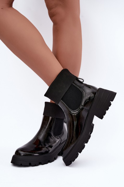 bottines élégantes avec effet verni en couleur noire Sevella