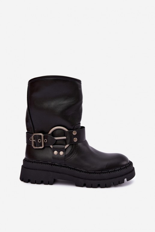 bottines isolées avec plateforme et lanières en couleur noire Arienna