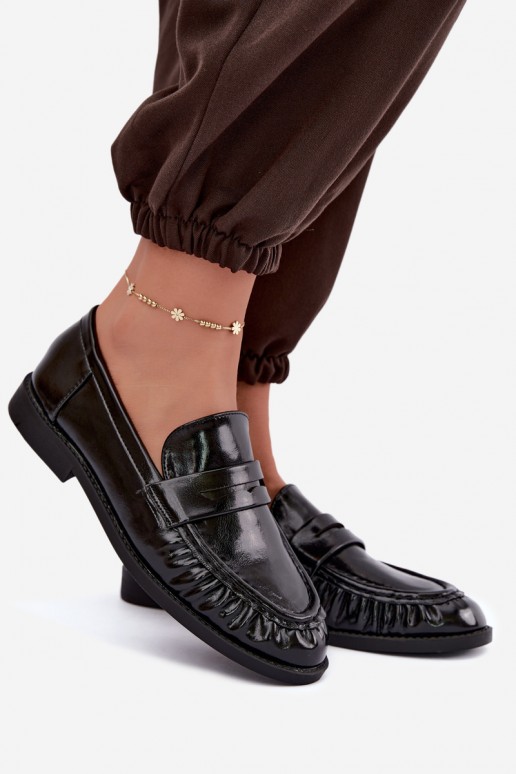mocassins vernis avec volants en couleur noire Hellenne