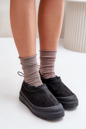 Schwarze Damen-Schneestiefel mit Plateau und niedrigem Schaft Izamine