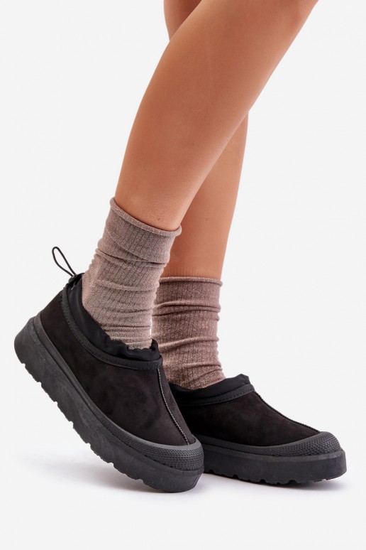 Schwarze Damen-Schneestiefel mit Plateau und niedrigem Schaft Izamine