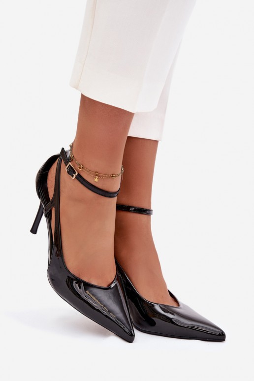 Escarpins noirs en faux cuir avec effet verni Fionnel