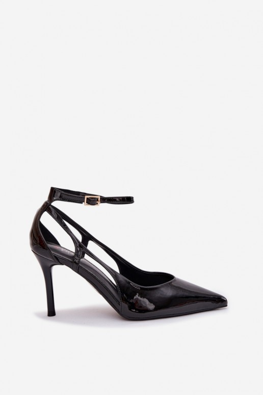 Escarpins noirs en faux cuir avec effet verni Fionnel