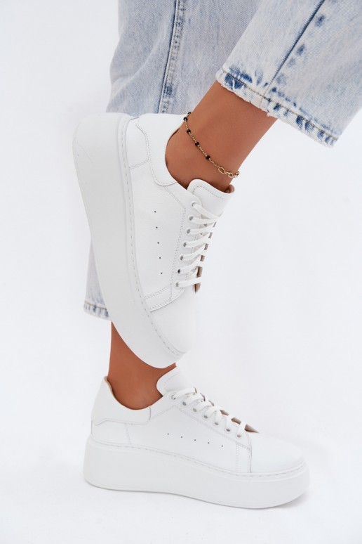 Weiße Damen-Sneaker mit Plattform Zazoo N408S2