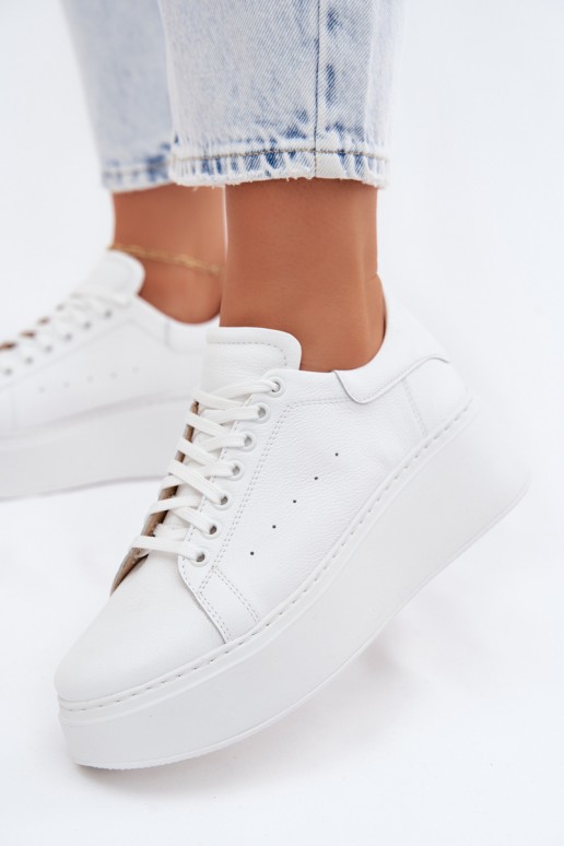 Baskets blanches pour femmes avec plateforme Zazoo N408S2