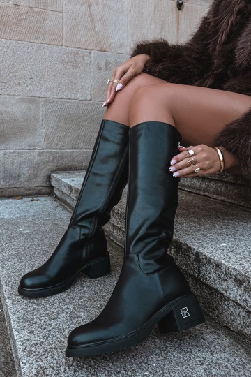 Wärmende kniehohe Stiefel aus Leder Vinceza schwarz 2