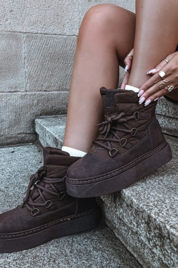 Geklede winterlaarzen met platform Big Star UU274191 chocoladekleur 2