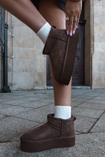 Bottes de neige pour femmes en daim naturel couleur marron Tairene 2