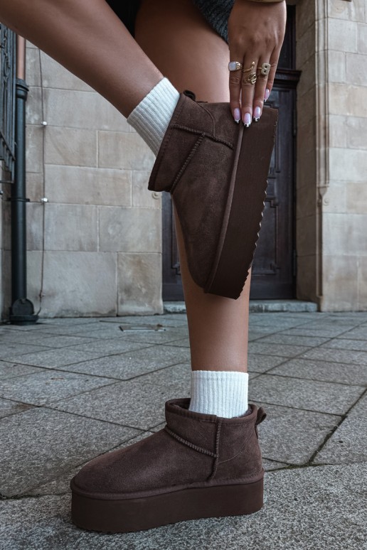 Bottes de neige pour femmes en daim naturel couleur marron Tairene