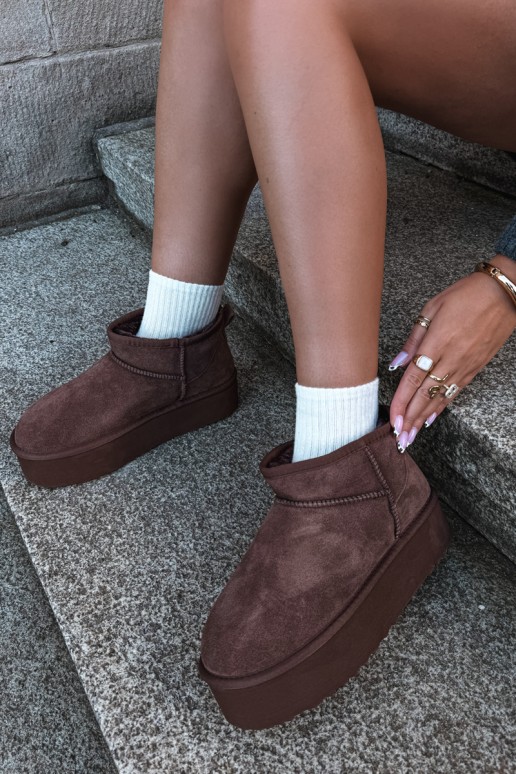 Bottes de neige pour femmes en daim naturel couleur marron Tairene