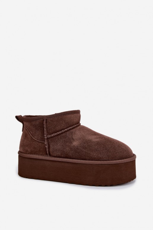 Bottes de neige pour femmes en daim naturel couleur marron Tairene