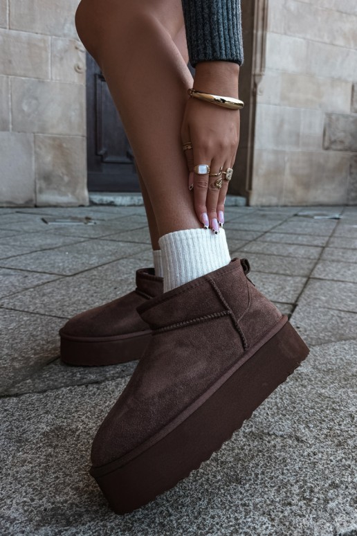 Bottes de neige pour femmes en daim naturel couleur marron Tairene