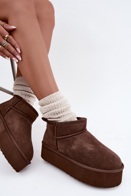 Bottes de neige pour femmes en daim naturel couleur marron Tairene