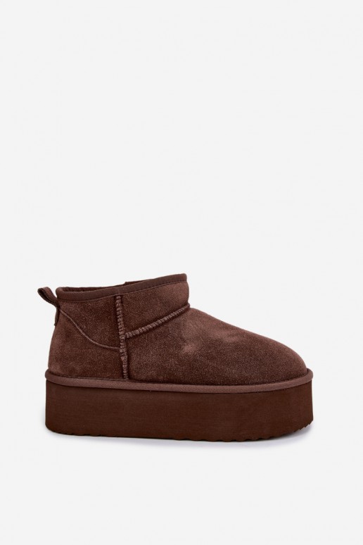 Bottes de neige pour femmes en daim naturel couleur marron Tairene