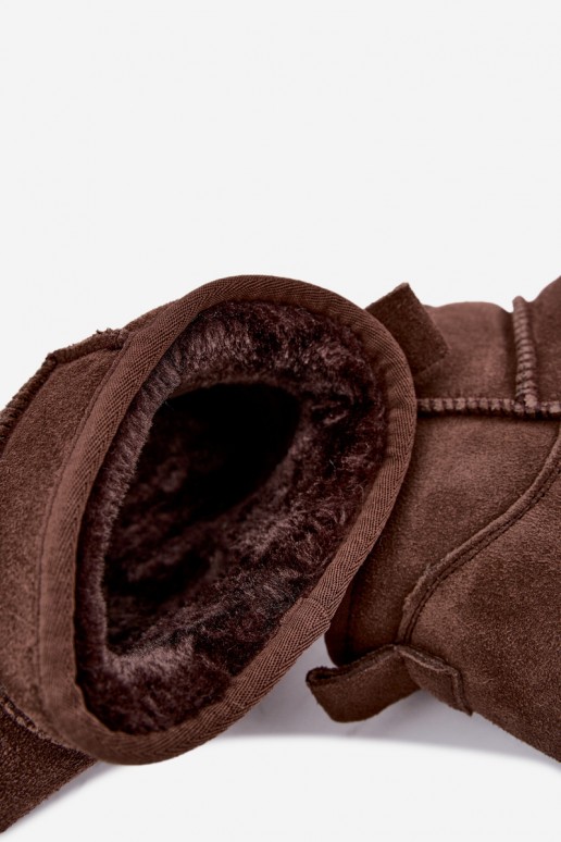 Damen Schneestiefel aus natürlichem Veloursleder in brauner Farbe Tairene