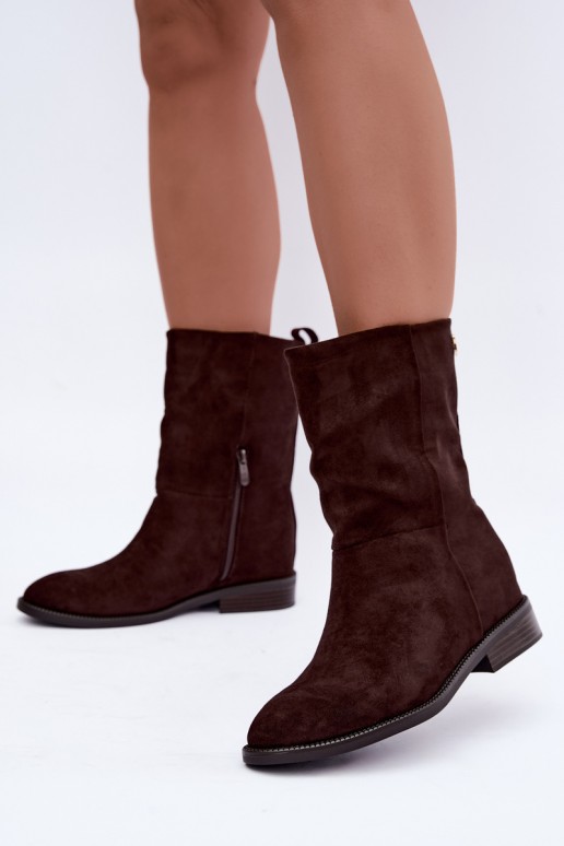 Bottines chaudes avec talons larges couleur chocolat Peronne