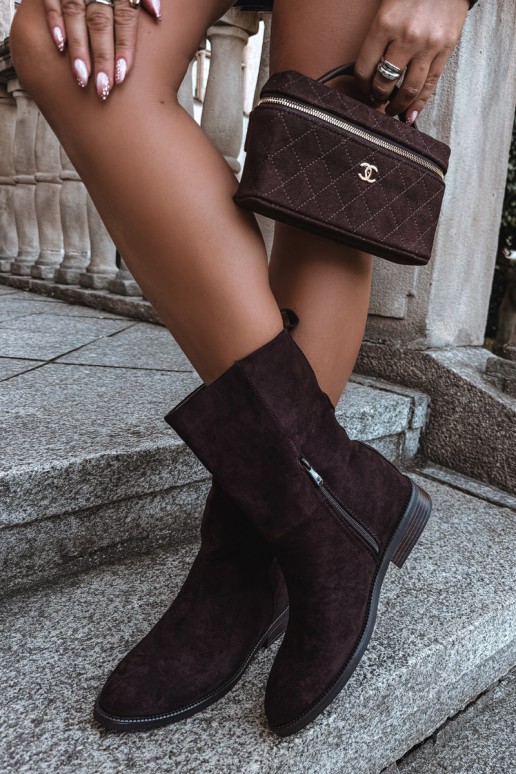 Bottines chaudes avec talons larges couleur chocolat Peronne