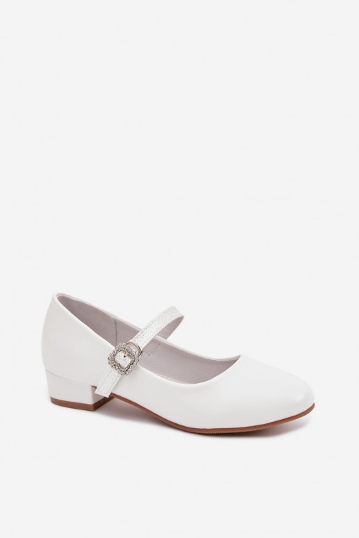 Kinderen witte ballerina's met glans en linten Vinceza 13291