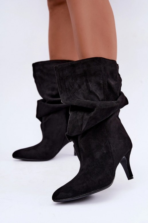 Bottines Slouchy à enfiler avec talons en noir Falisette