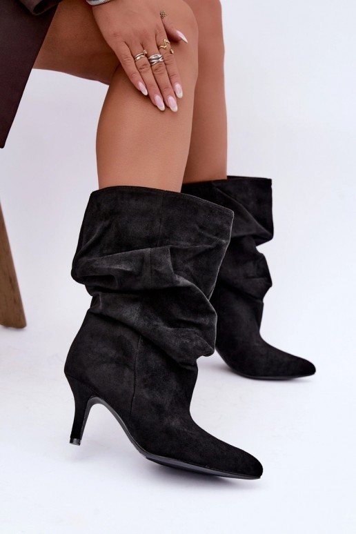 Bottines Slouchy à enfiler avec talons en noir Falisette