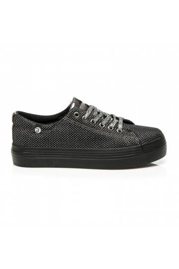 Exclusieve glanzende zwarte en zilveren platform schoenen AB-37S 2