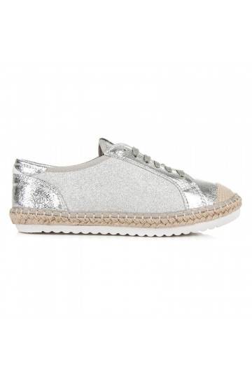 Espadrilles en textile gris et argent HSYFA11S 2