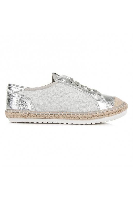 Textiel espadrilles in de kleuren grijs en zilver HSYFA11S  - 2