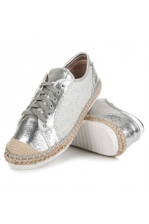 Espadrilles en textile gris et argent HSYFA11S