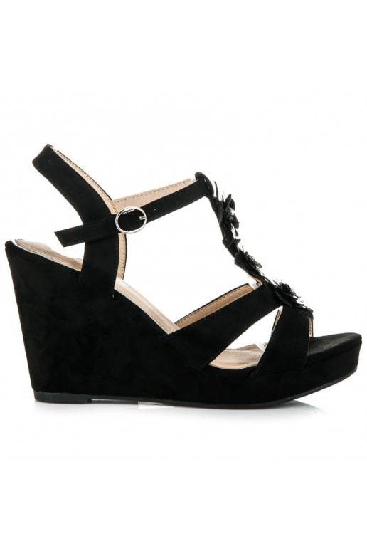 Stylische schwarze Plateausandalen B501B  - 2