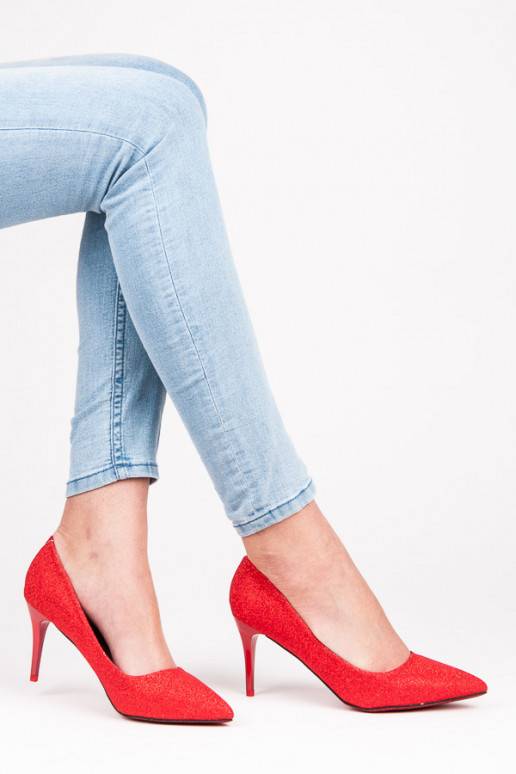 Glänzende festliche rote High Heels LEI-139R