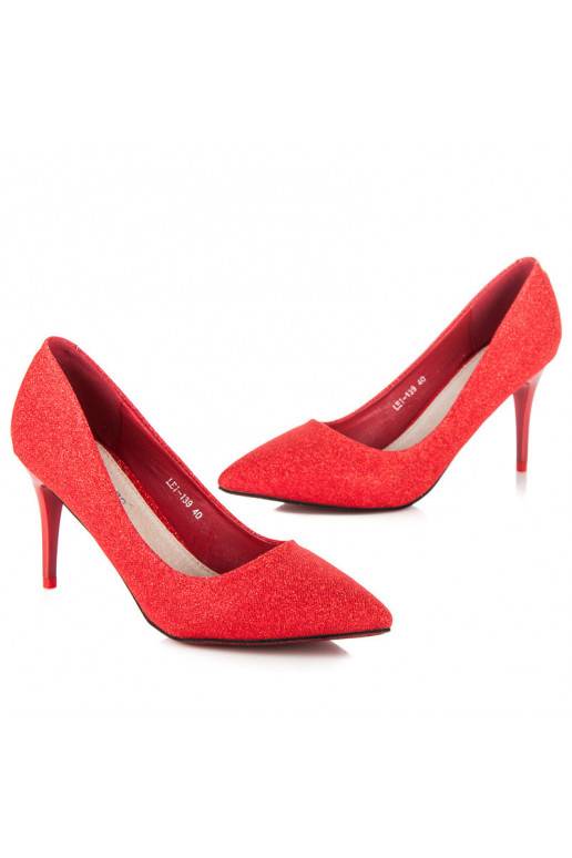 Glanzende feestelijke rode hoge hakken LEI-139R  - 4