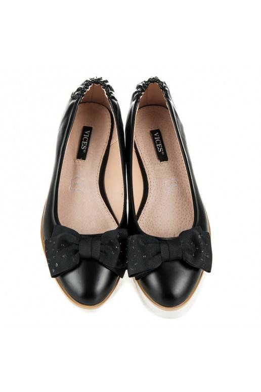 Ballerines noires VICES avec des nœuds décorés 1157-1B