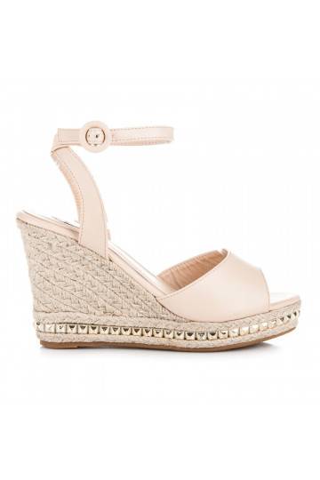 Beigefarbene Plateausandalen VICES mit Nieten 2084-14BE  - 1 2