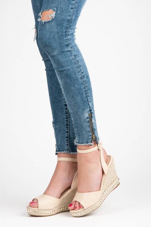 Zandkleurige platformsandalen VICES met studs 2084-14BE