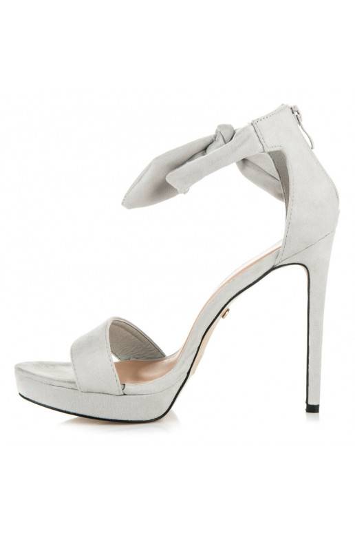 Wildledergraue High-Heel-Sandalen mit Schnürverschluss AF-8675G  - 4