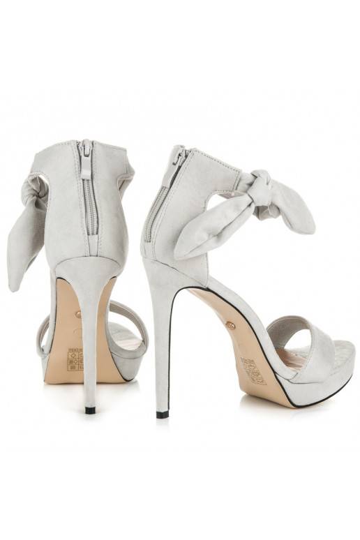 Wildledergraue High-Heel-Sandalen mit Schnürverschluss AF-8675G  - 5