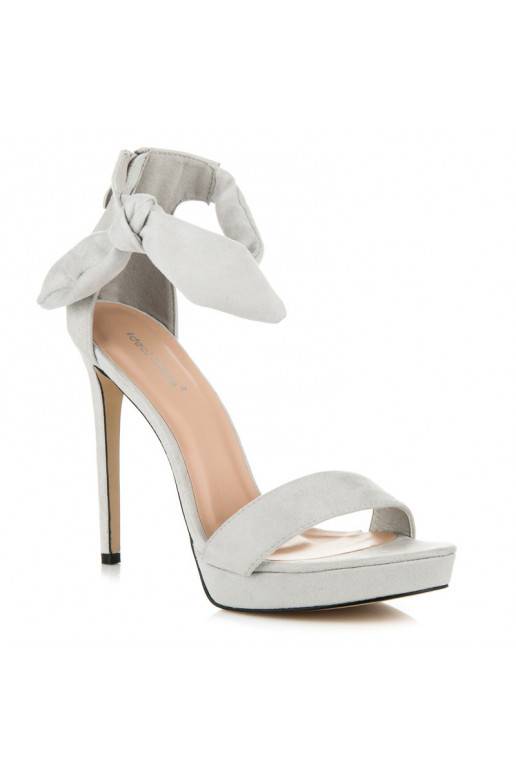 Wildledergraue High-Heel-Sandalen mit Schnürverschluss AF-8675G  - 6