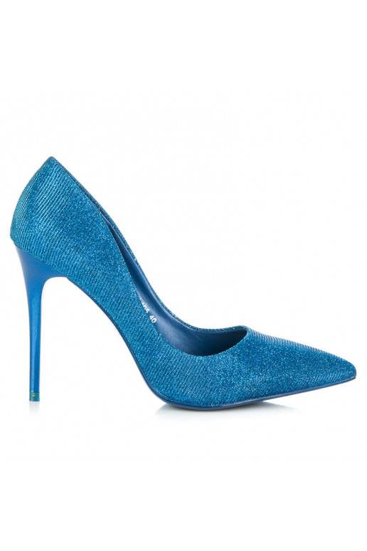 Glanzende blauwe hoge hak schoenen LEI-105BL